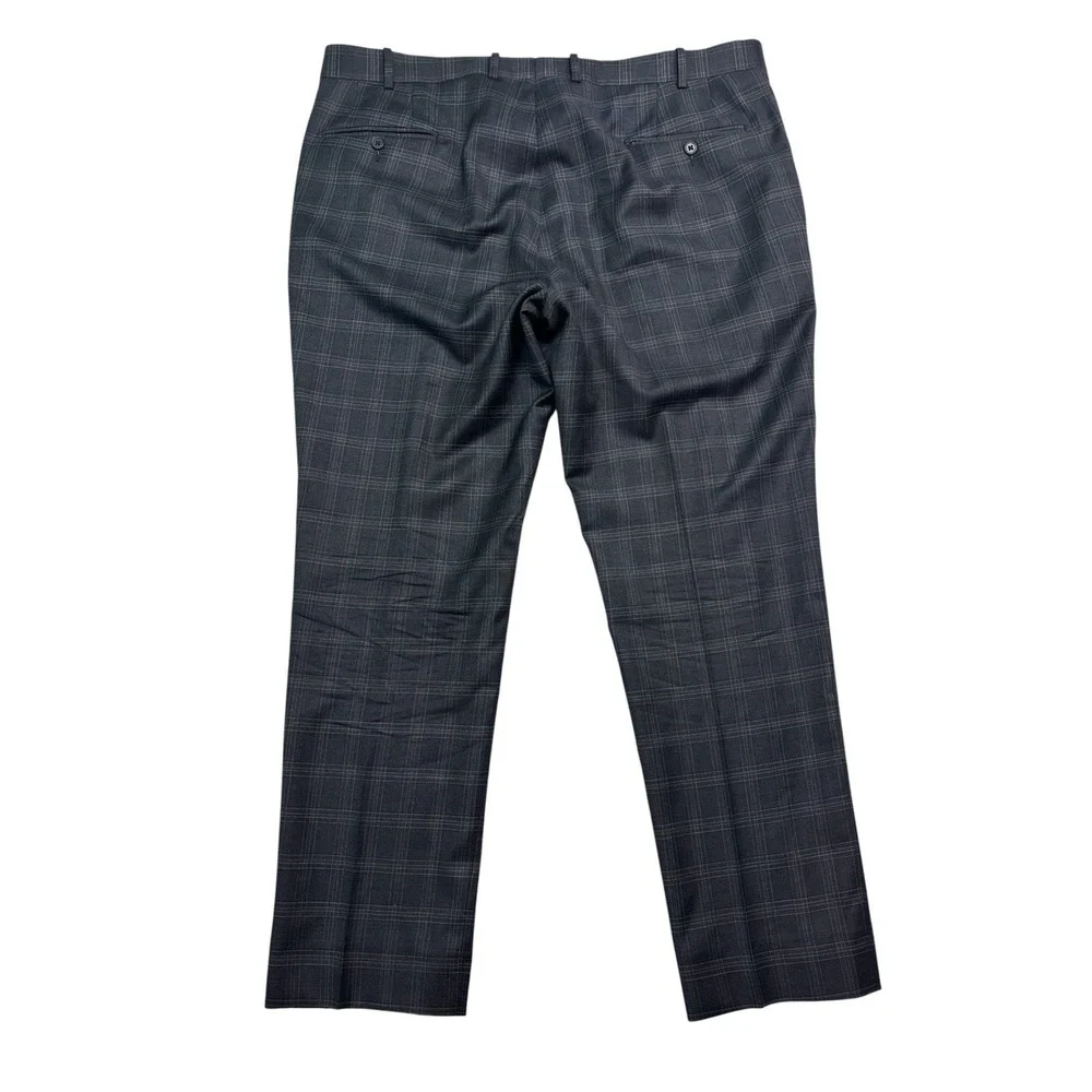 Di Milano 42x32 Blue Gray Plaid Dress Suit Pants Trousers Wool Flat‎ Front Mens